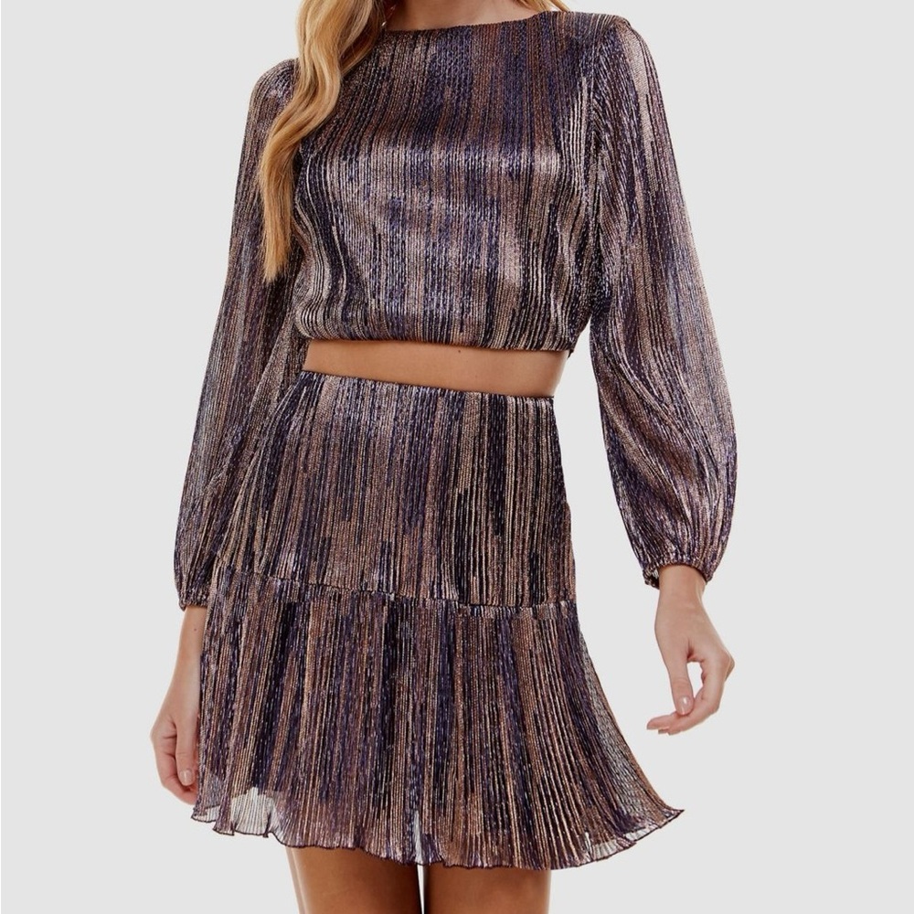 NWT City Studio Purple metallic skirt set